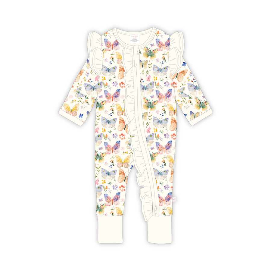 Butterfly Blooms Bamboo Zipsuit - Confetti Kidz
