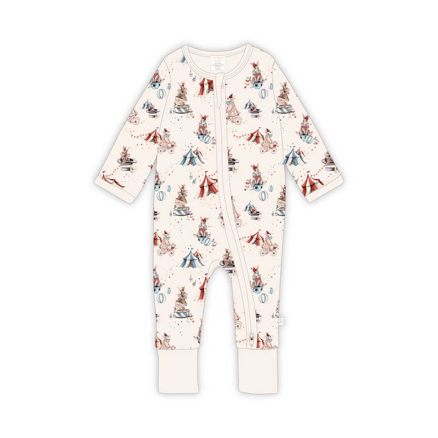 Circus Bunnies Bamboo Zipsuit - Confetti Kidz
