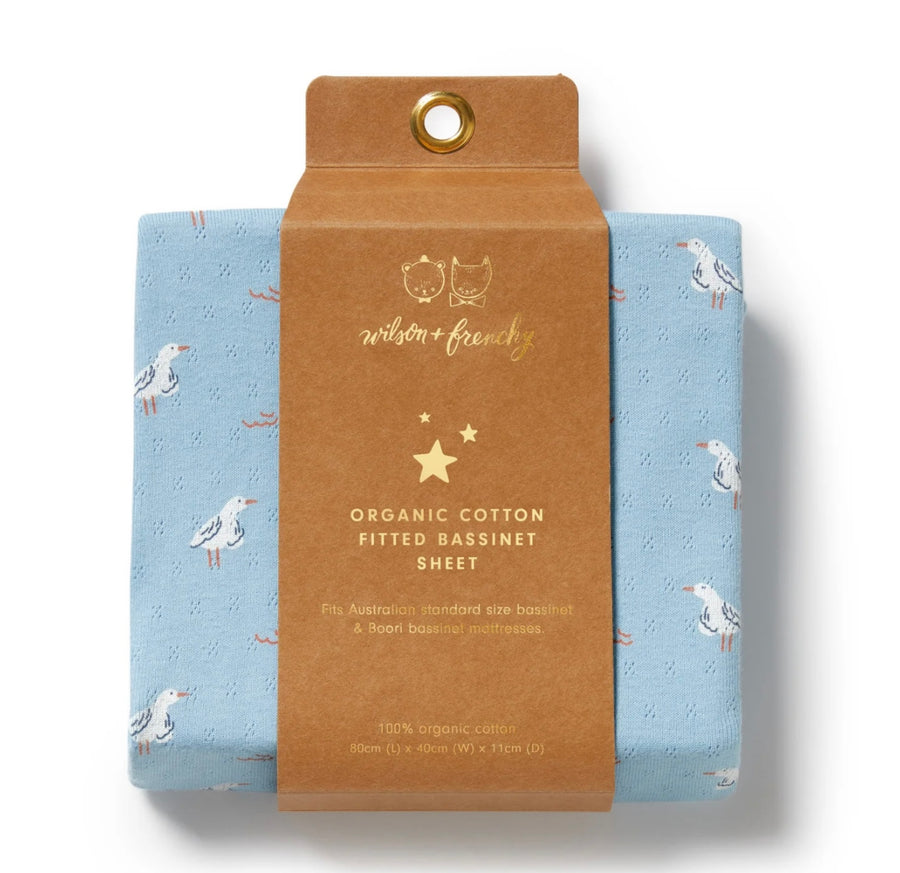 Wilson and Frenchy Sunny Seagulls Organic Bassinet Sheet