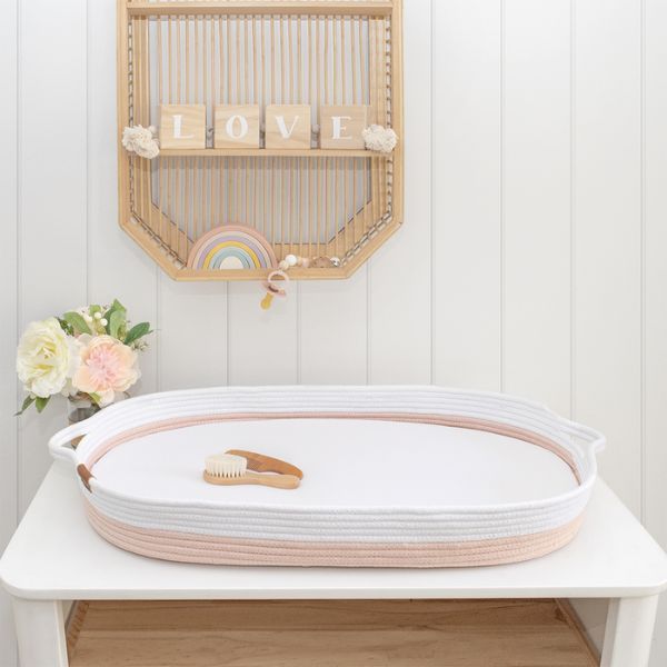 Living Textiles Change Basket - Blush and White