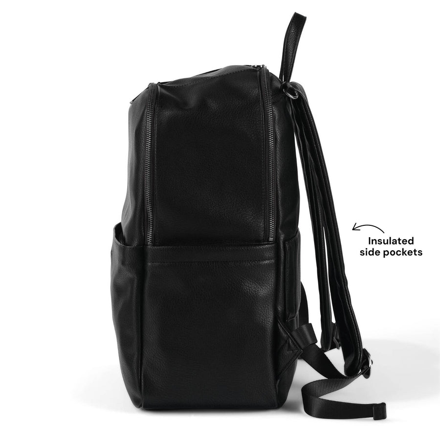 Multitasker Nappy Backpack - Black Faux Leather
