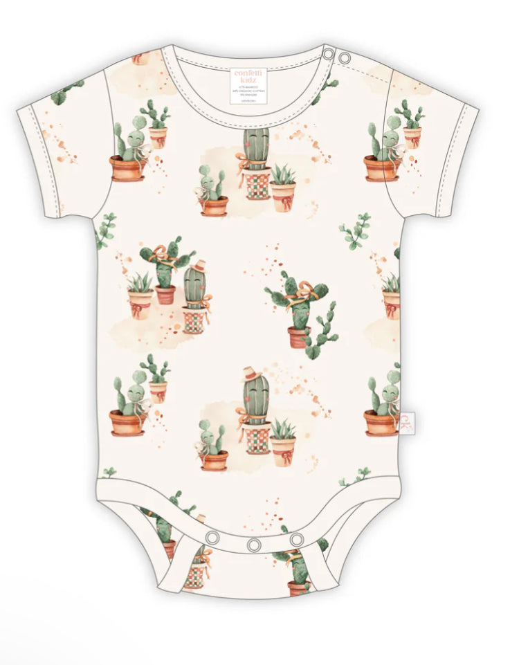 Happy Cactus Bamboo Bodysuit - Confetti Kidz