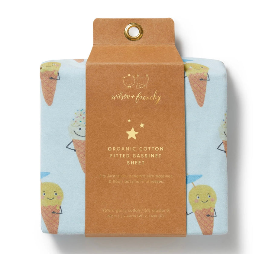 Wilson and Frenchy Frosty Friends Organic Bassinet Sheet