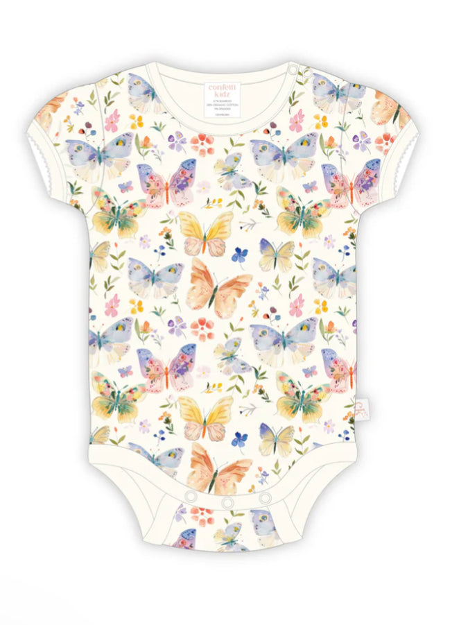 Butterfly Blooms Bamboo Bodysuit - Confetti Kidz
