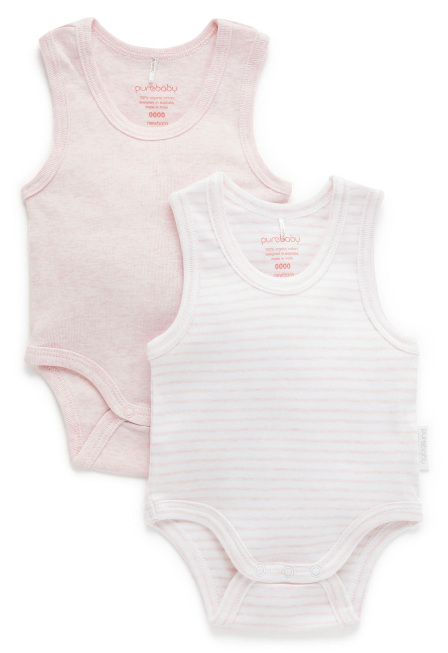 Purebaby Premmie Rib Bodysuit 2pk