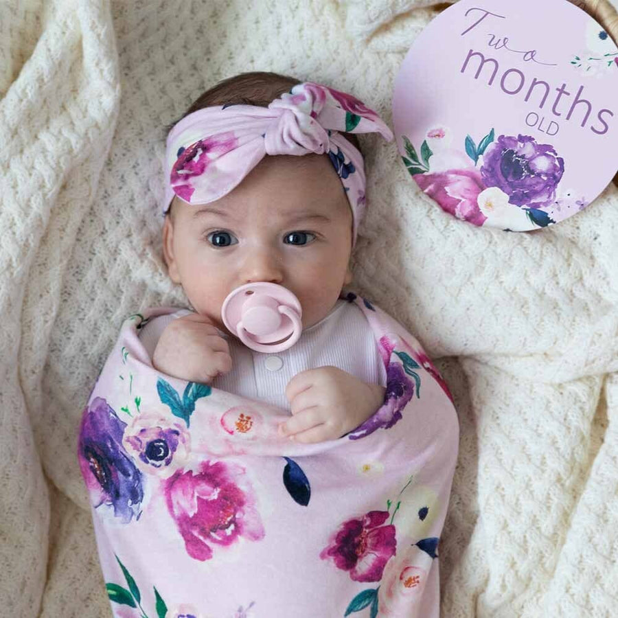 Floral Kiss Baby Jersey Wrap & Topknot Set