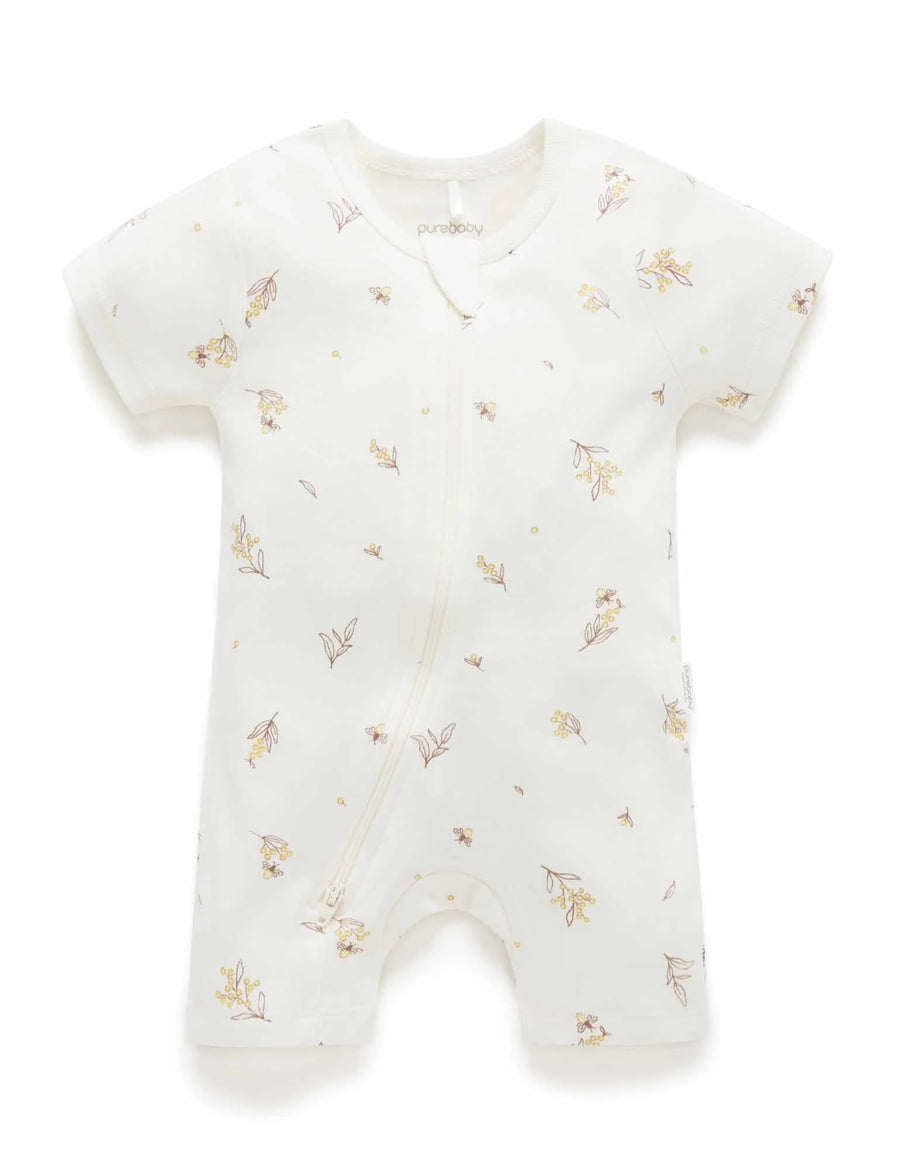 Purebaby Premmie Zip Short Growsuit
