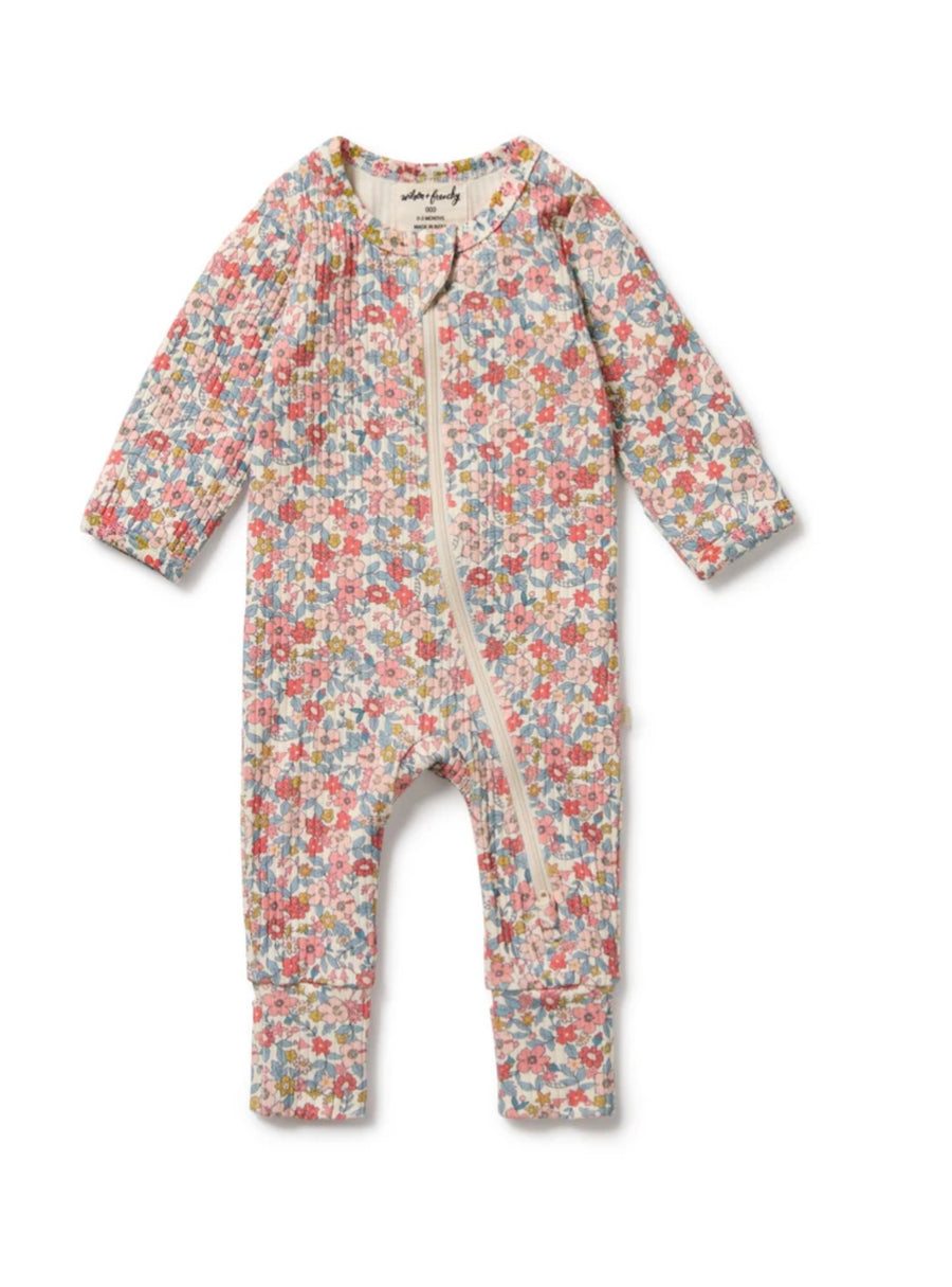 Wilson and Frenchy - Summer Bloom Organic Zipsuit with Feet
