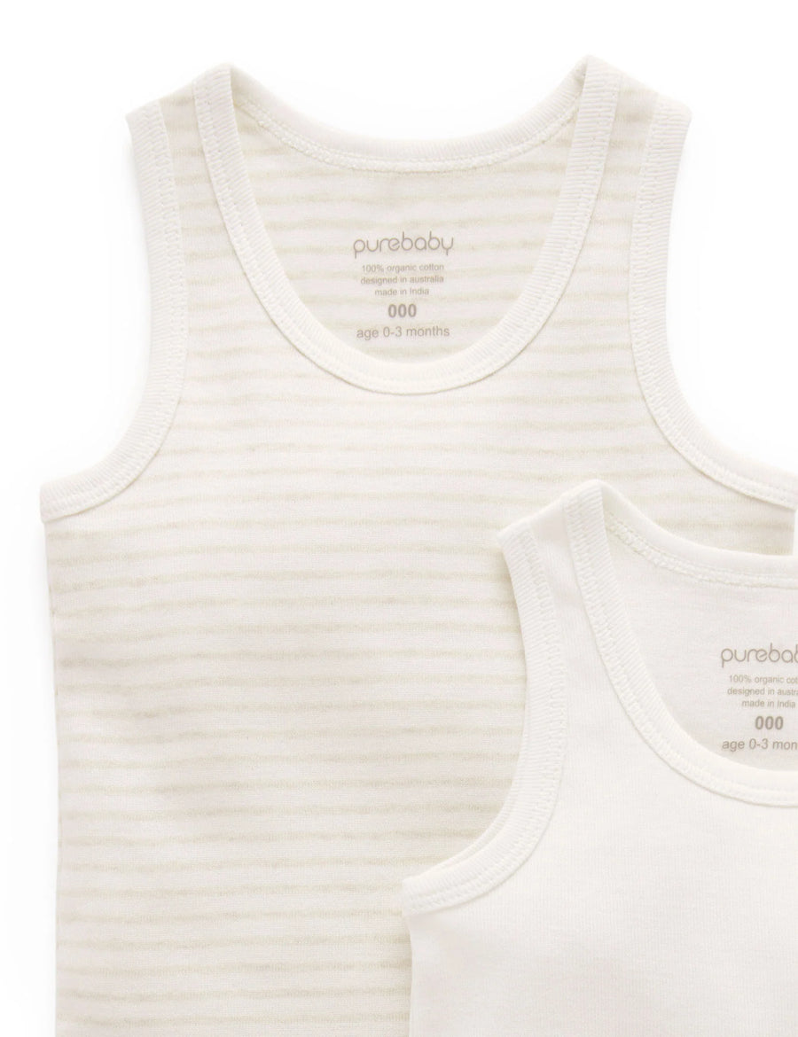 Purebaby 2 Pack Rib Singlet