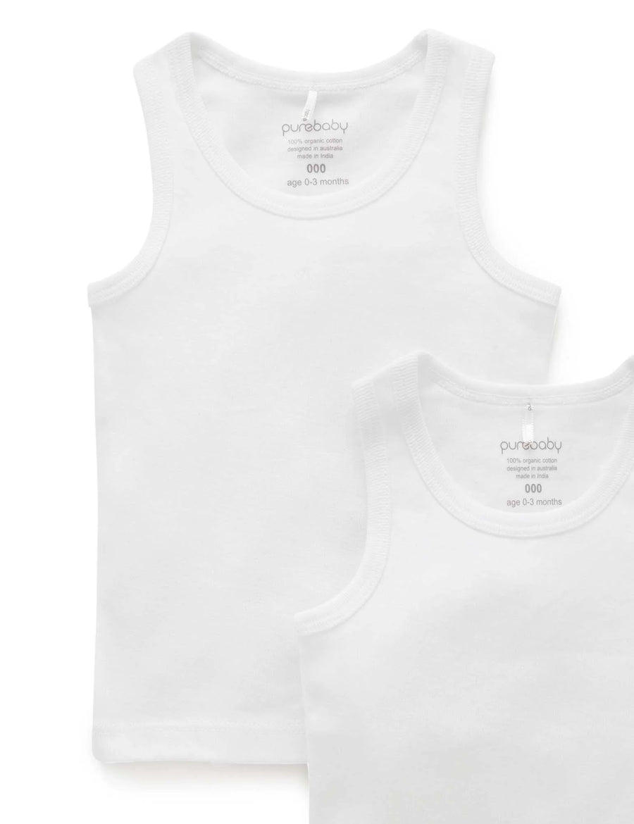 Purebaby 2 Pack Rib Singlet