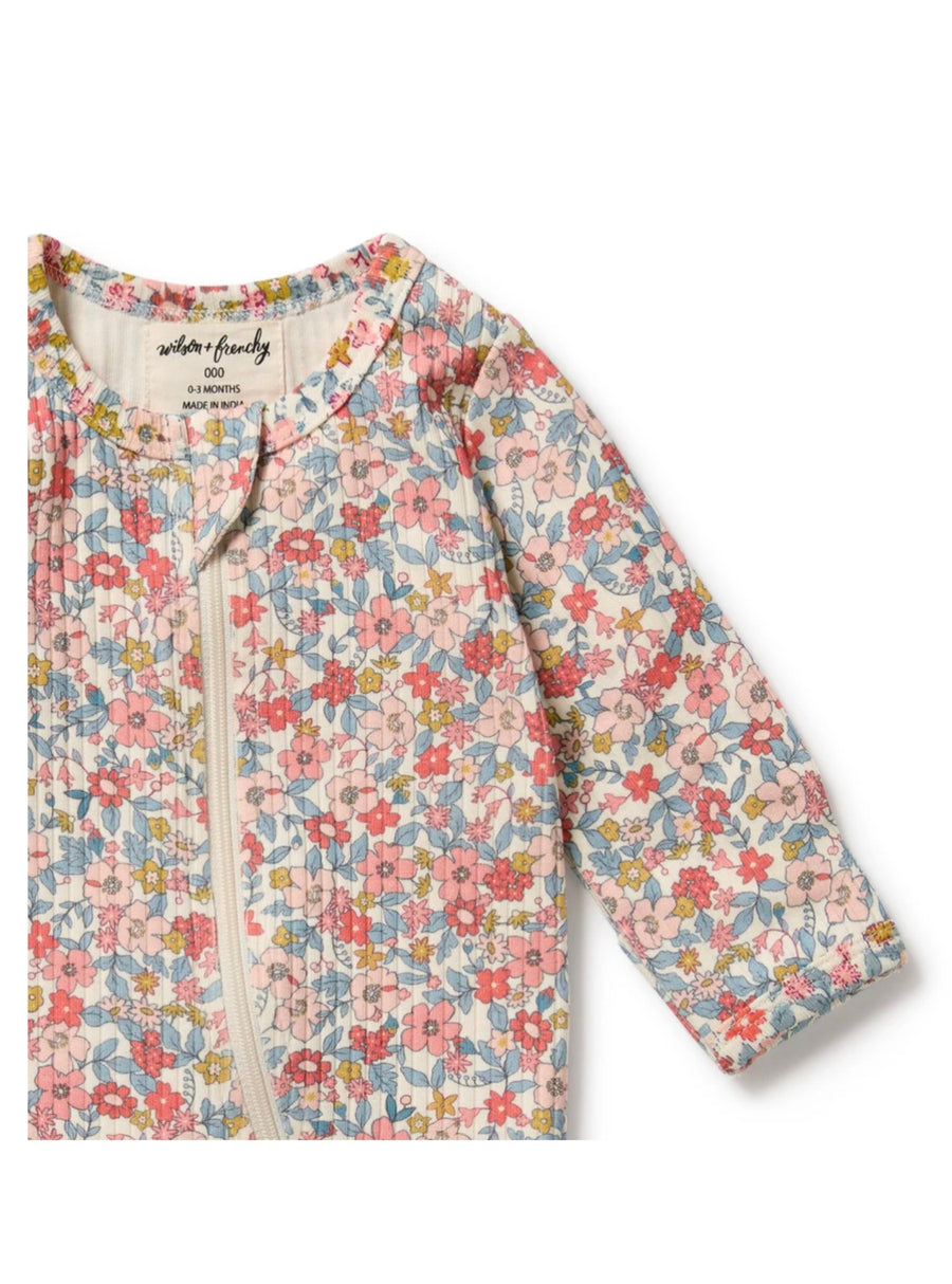 Wilson and Frenchy - Summer Bloom Organic Zipsuit with Feet