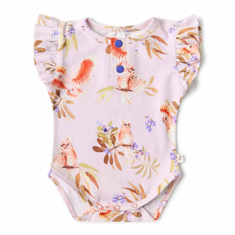 Major Mitchell Short Sleeve Organic Bodysuit with Frill: 0-3 Months (000)