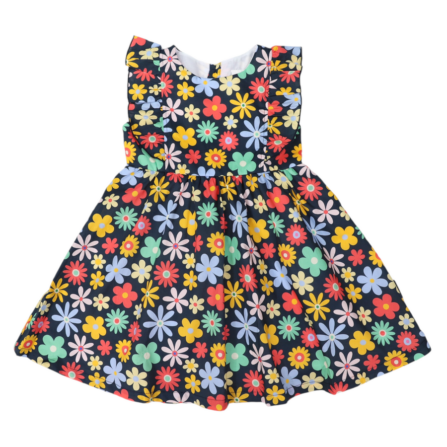 Korango - Flower Print Woven Frill Dress