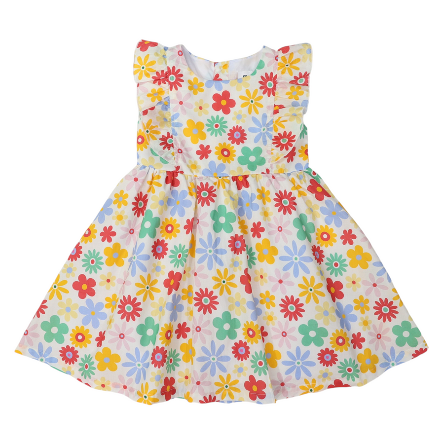 Korango - Flower Print Woven Frill Dress