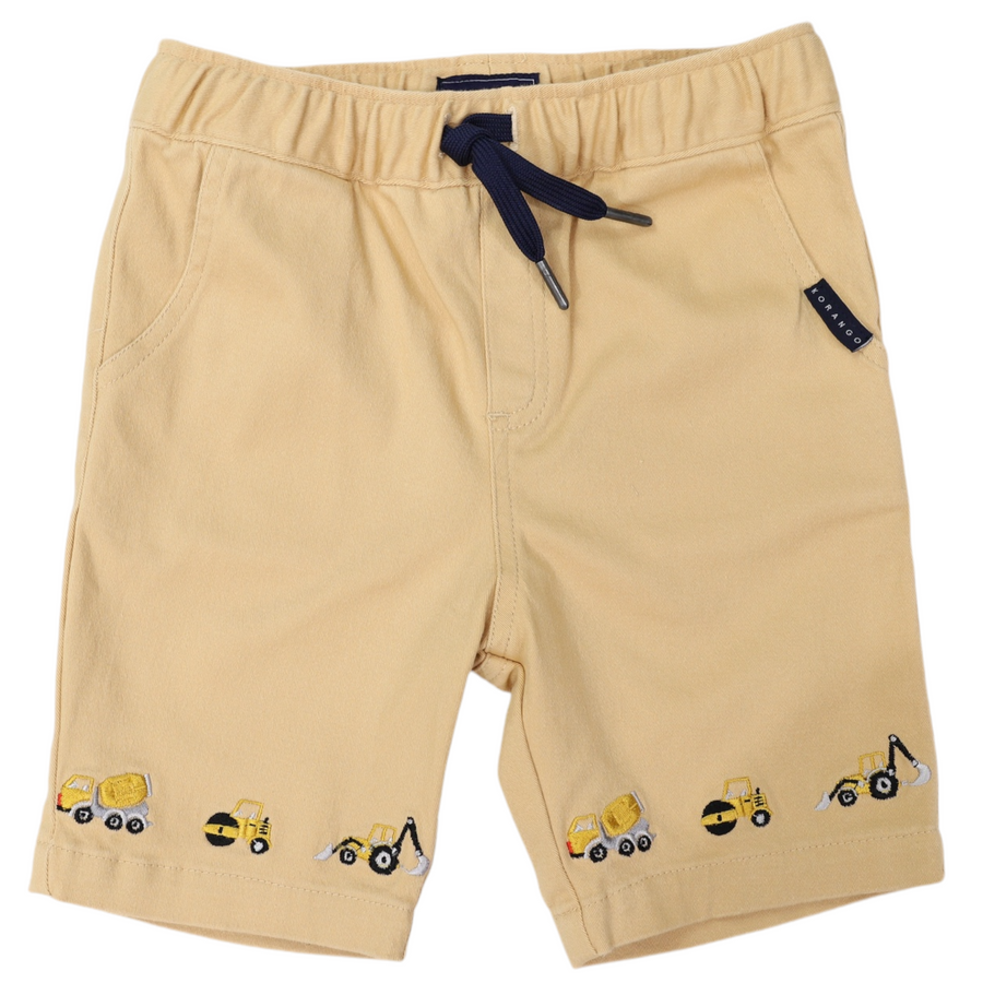 Korango - Trucks and Diggers Embroidered Twill Shorts