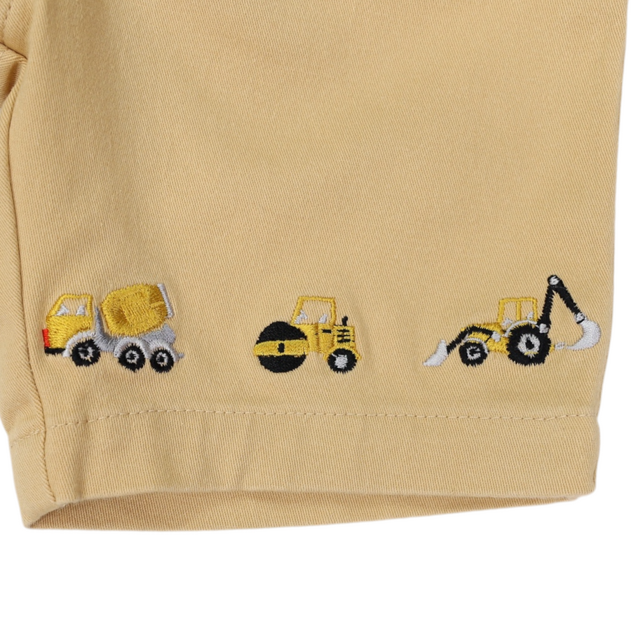 Korango - Trucks and Diggers Embroidered Twill Shorts