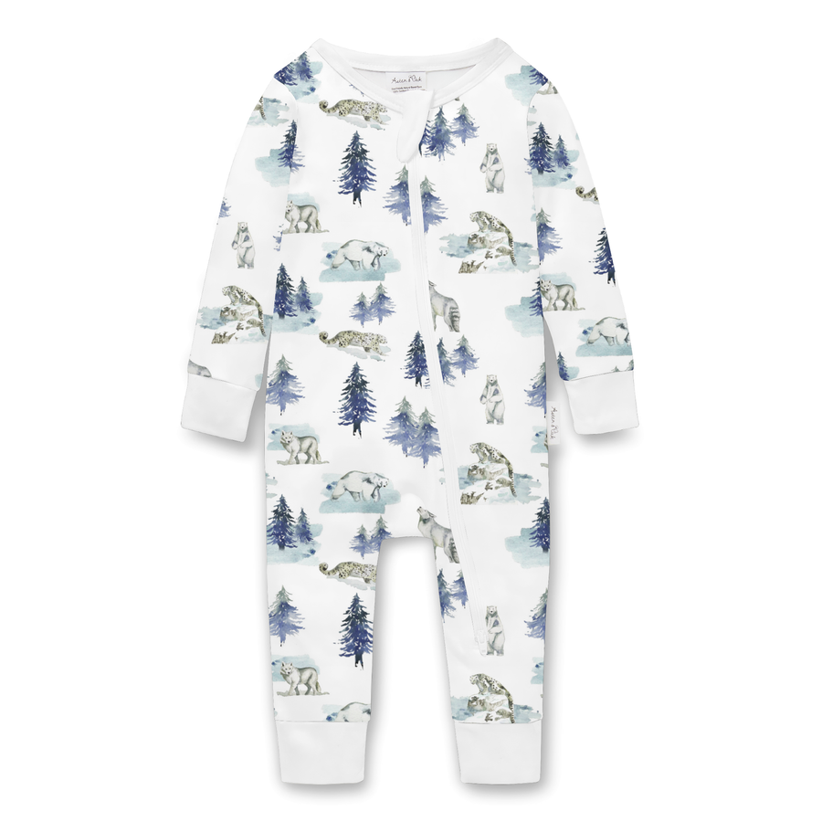 Aster and Oak - Snow Animals Zip Romper