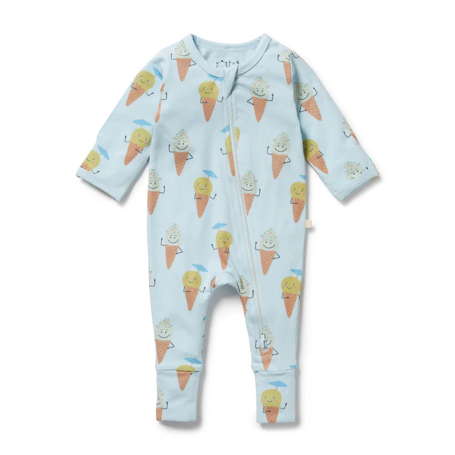 Wilson and Frenchy - Frosty Friends Organic Zipsuit with Feet