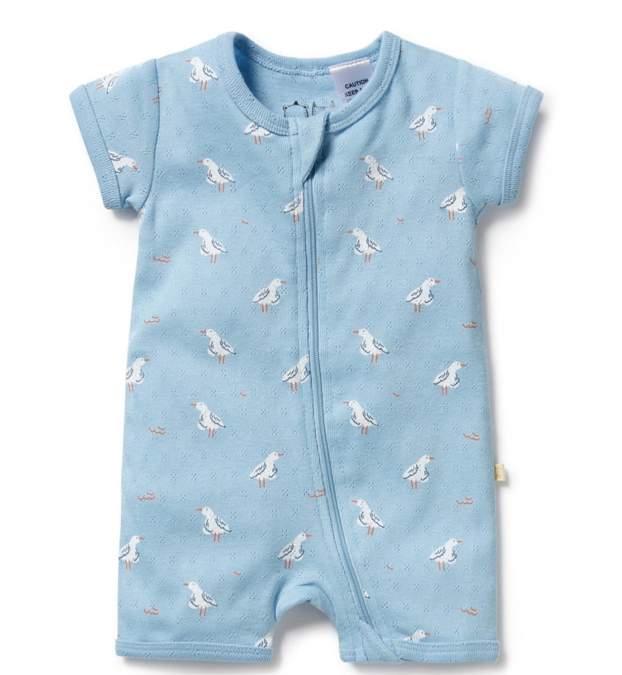 Wilson and Frenchy - Sunny Seagulls Organic Pointelle Boyleg Zipsuit