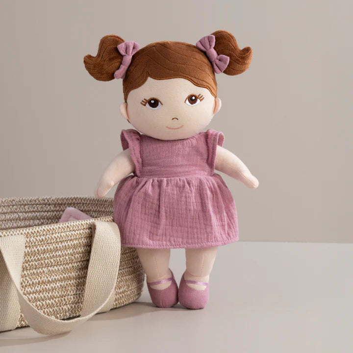 Living Textiles - 100% Cotton Rope Doll Moses Basket - blush