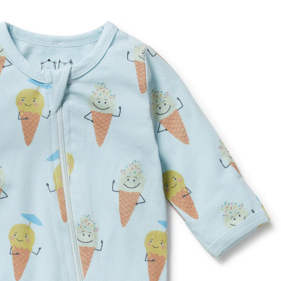 Wilson and Frenchy - Frosty Friends Organic Zipsuit with Feet