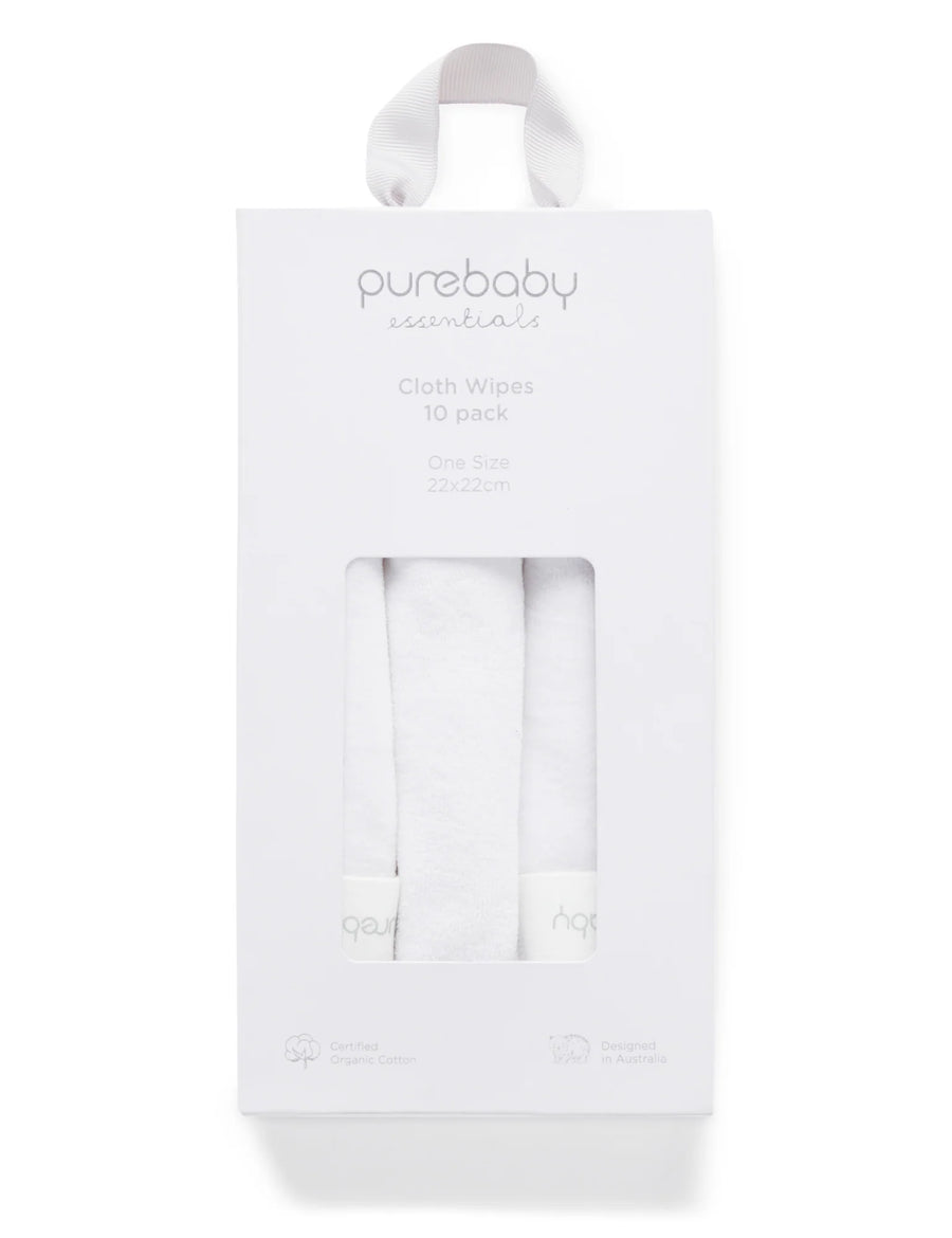 Purebaby- Cloth Wipes 10 Pack