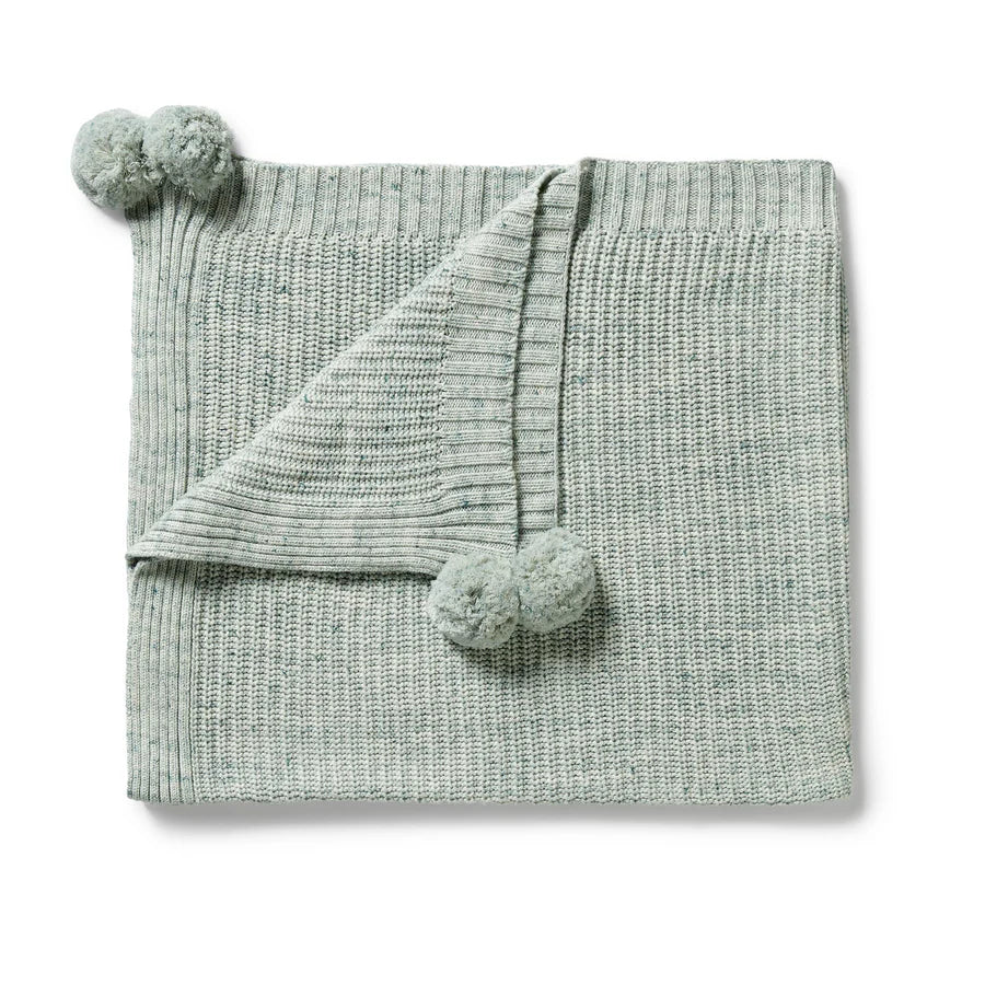 Wilson and Frenchy Moss Speckled Organic Knitted Blanket