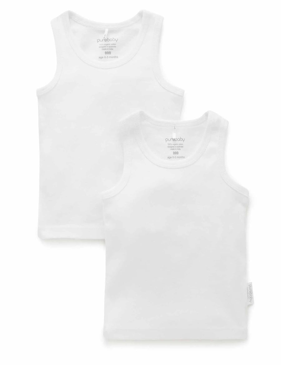 Purebaby 2 Pack Rib Singlet