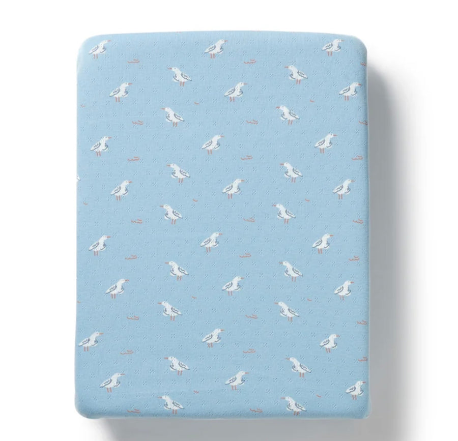 Wilson and Frenchy Sunny Seagulls Organic Jersey Cot Sheet