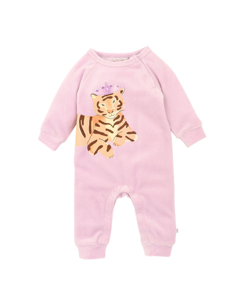 Fox and Finch - Tutu Tigers L/S Velour Zip Romper