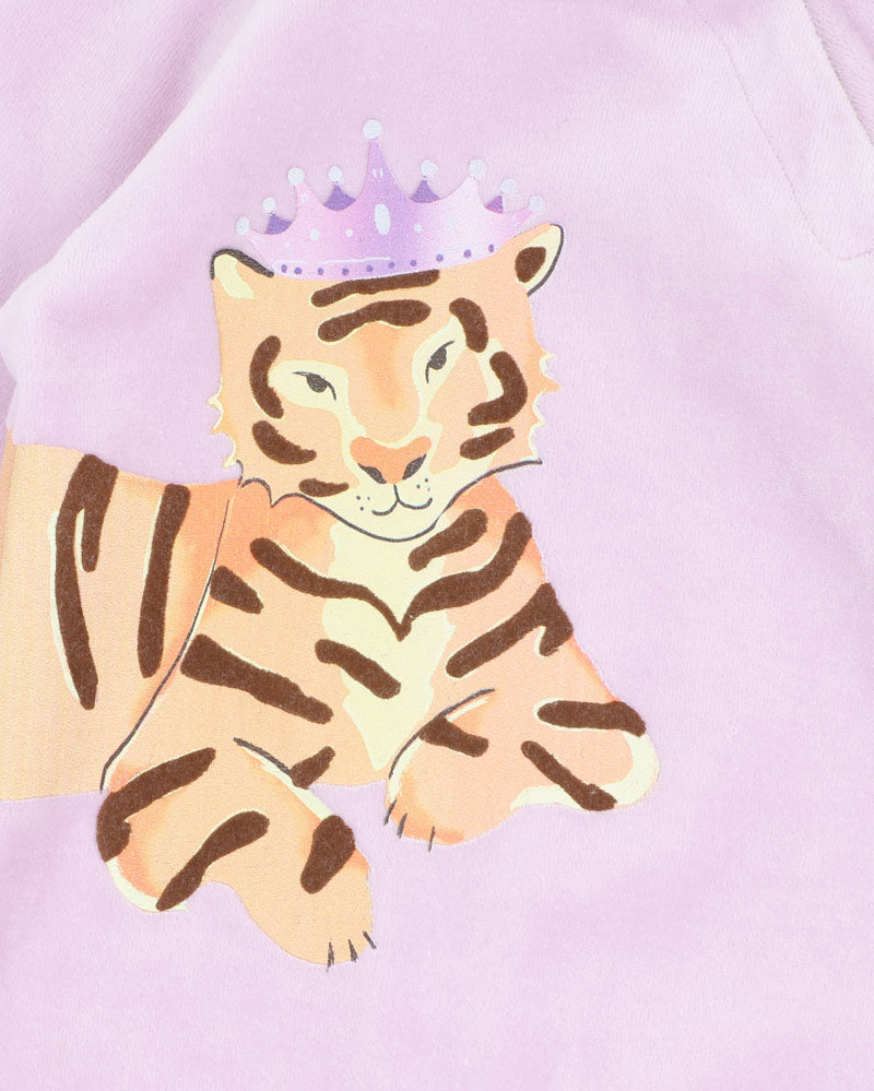 Fox and Finch - Tutu Tigers L/S Velour Zip Romper