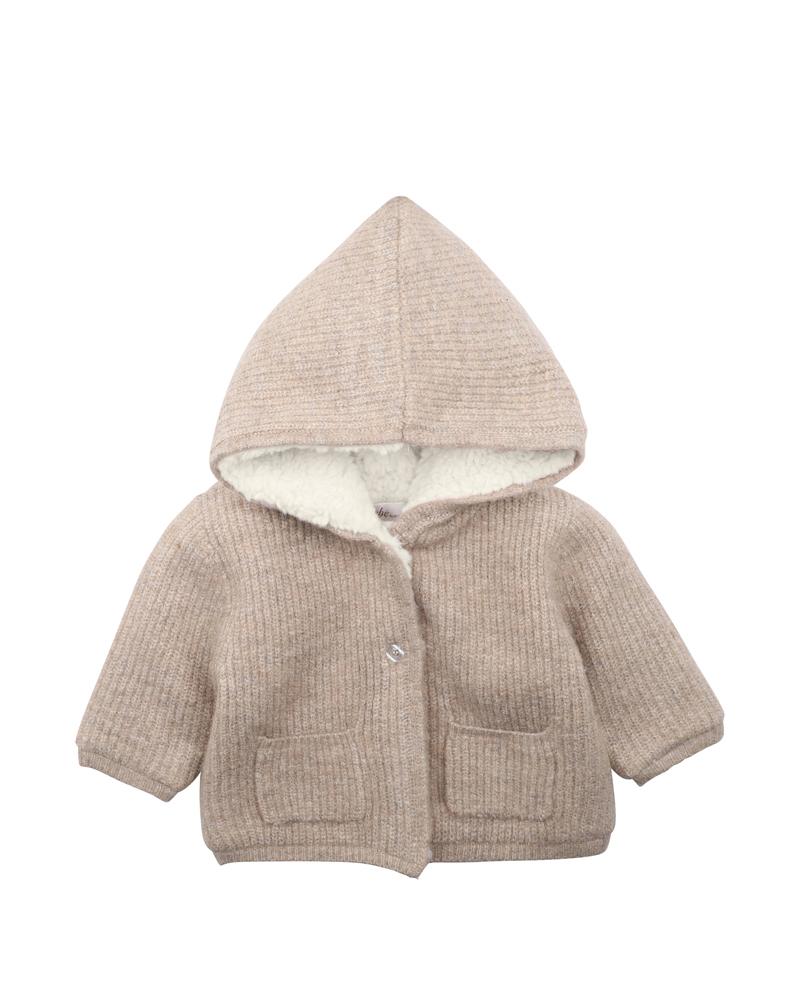 Bebe -  Taupe Knitted Hooded Jacket