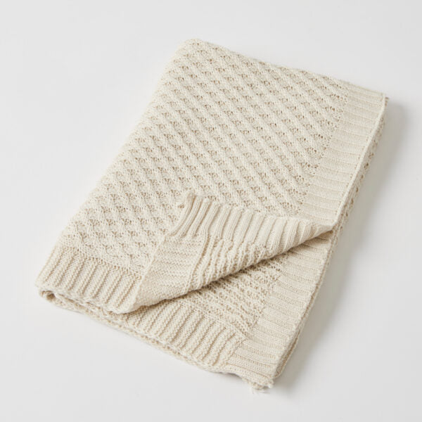 Natural Basket Weave Knit Blanket - Jiggle and Giggle