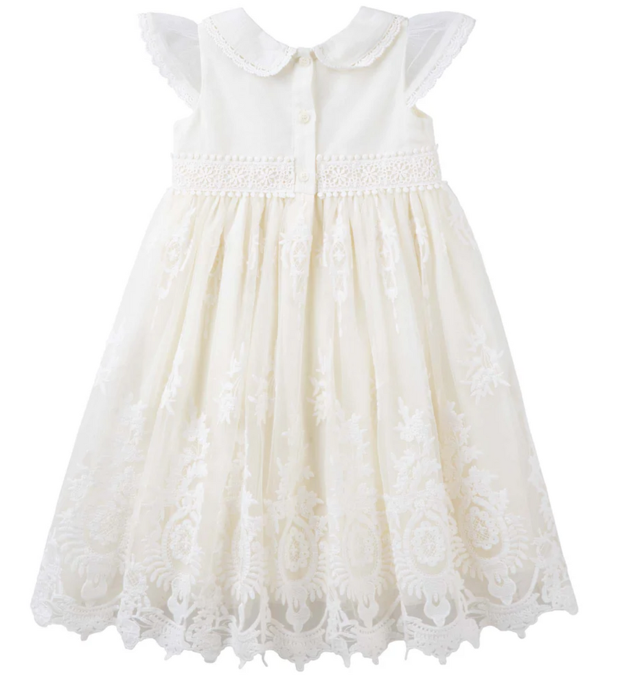 Designer Kidz Ava Antique Lace Christening Gown - Beige