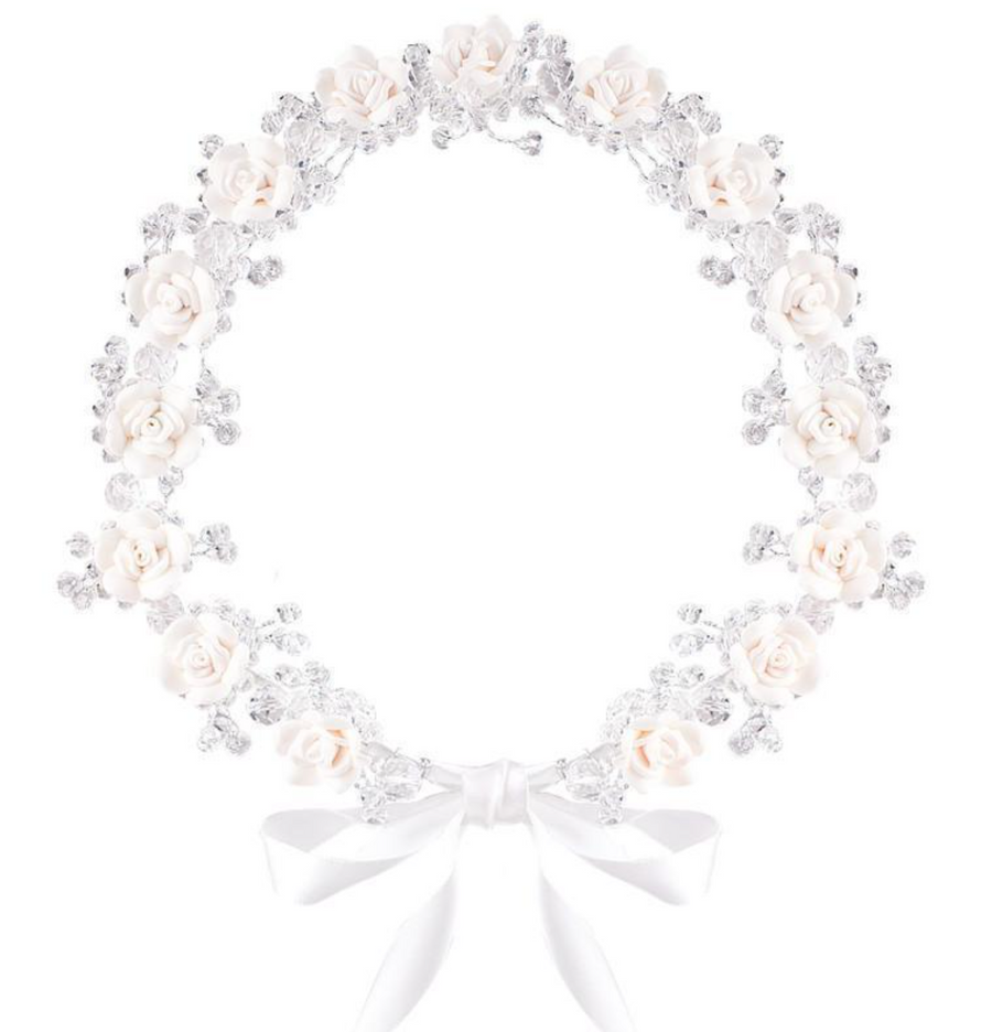 Designer Kidz Crystal Flower Crown - Ivory