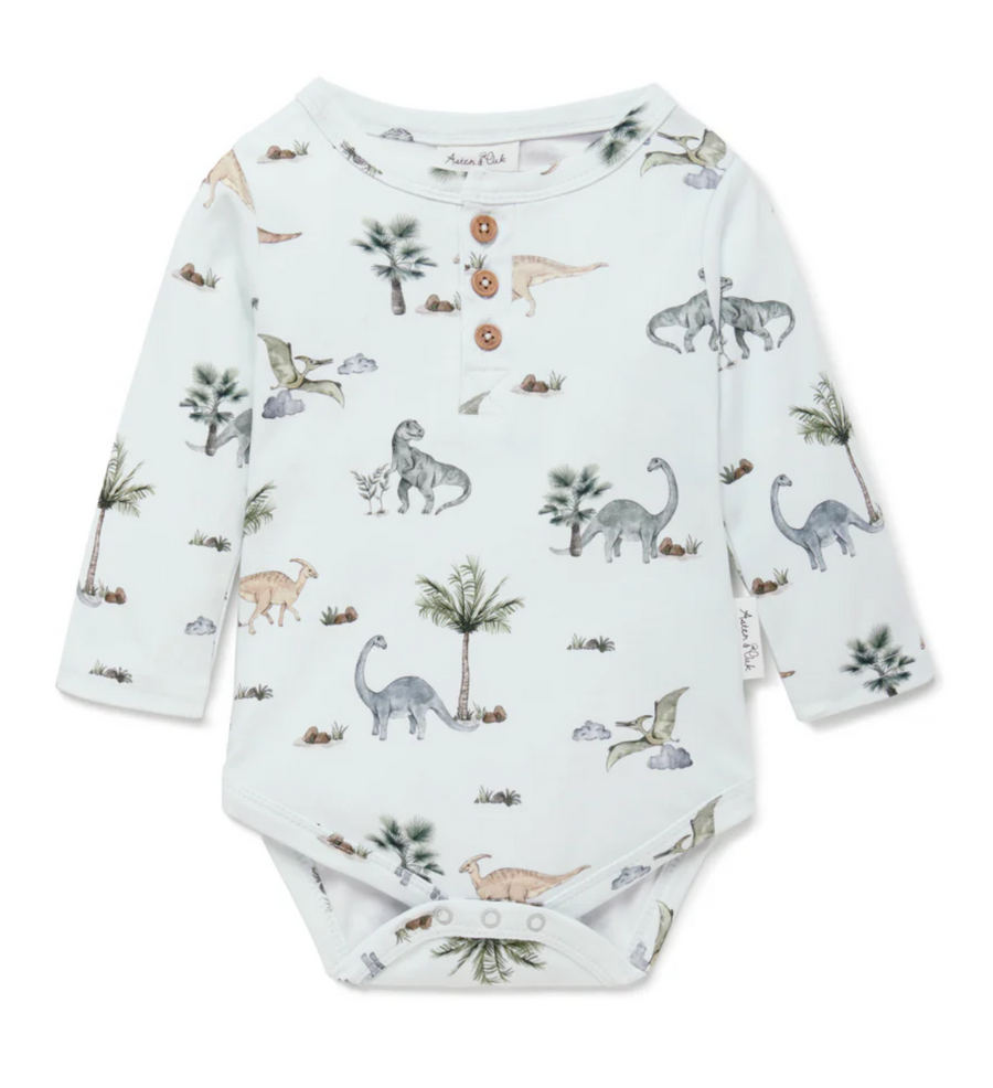 Aster and Oak - Dinosaur Henley Onesie