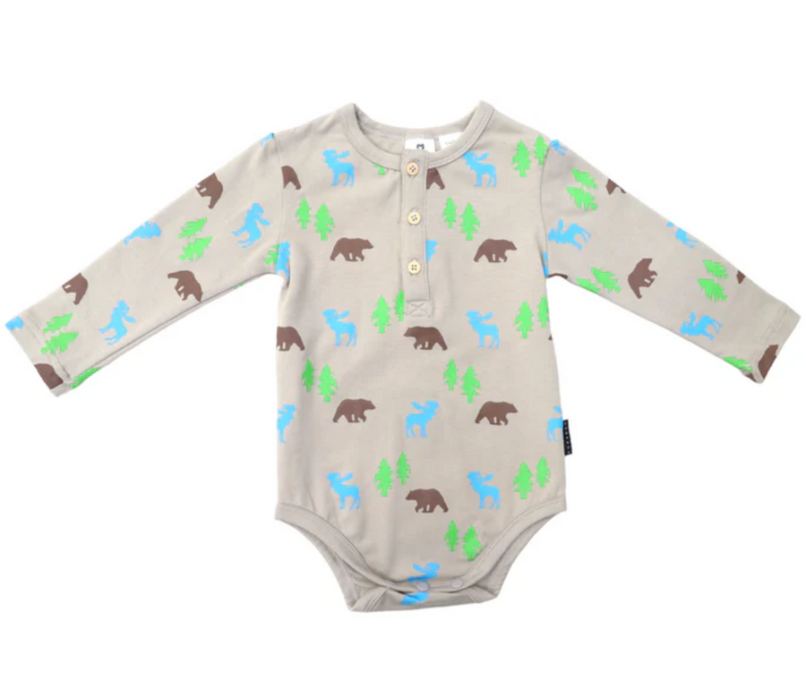 Korango - Bear Print Button up bodysuit