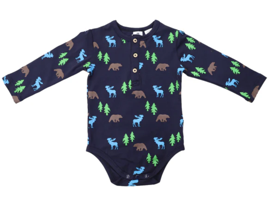 Korango - Bear Print Button up bodysuit