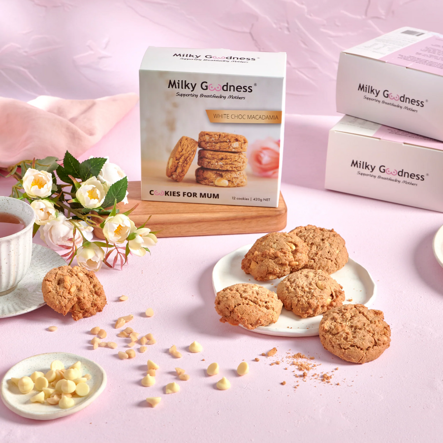 MilkyGoodness White Choc Macadamia lactation cookies