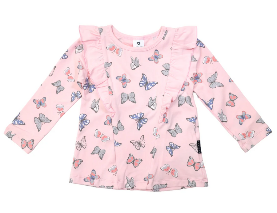 Korango - Butterfly Print Tee with frill