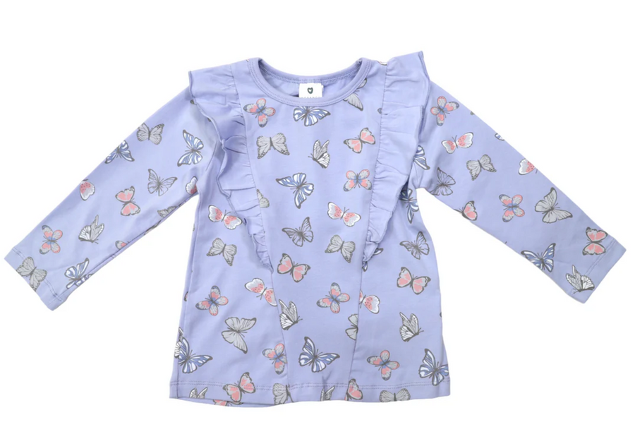 Korango - Butterfly Print Tee with frill