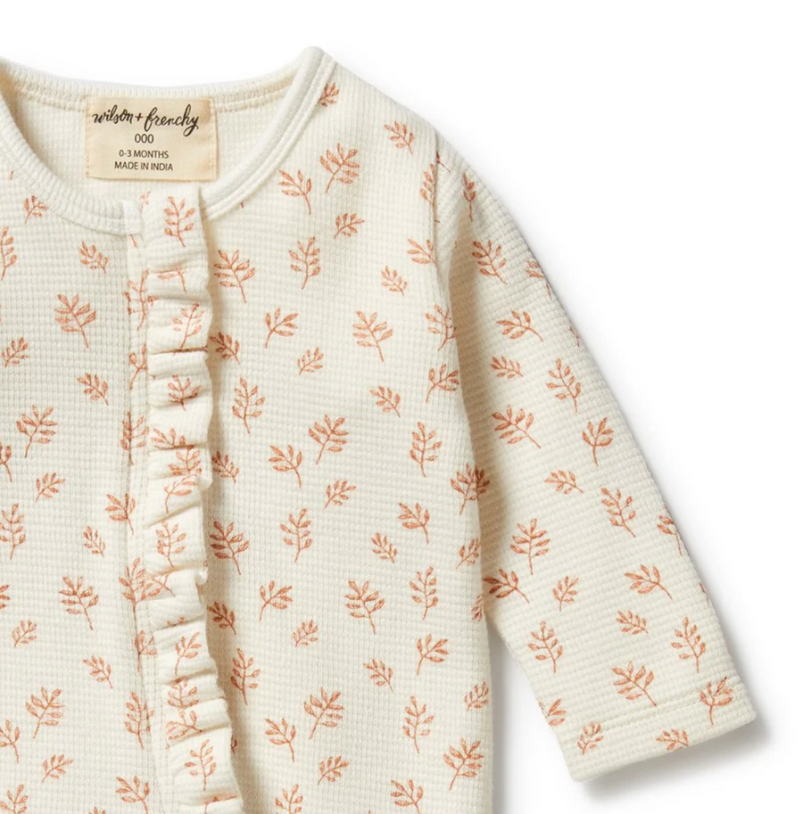 Wilson and Frenchy - Winter Bloom Organic Waffle Ruffle Onesie