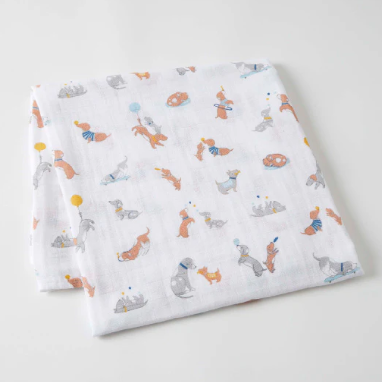 Jiggle and Giggle Muslin Wrap - Puppy Play