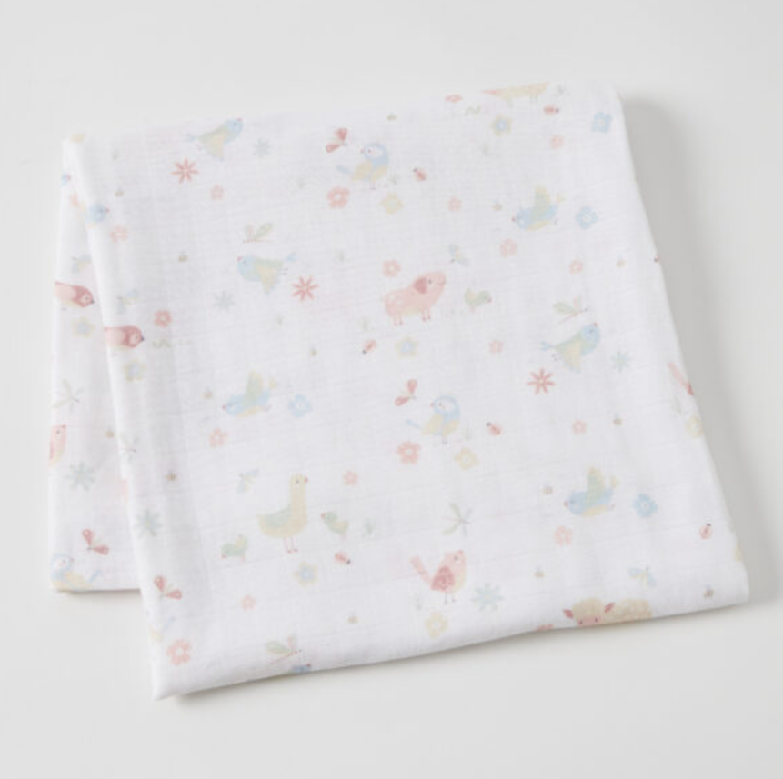 Jiggle and Giggle Muslin Wrap - Birdy