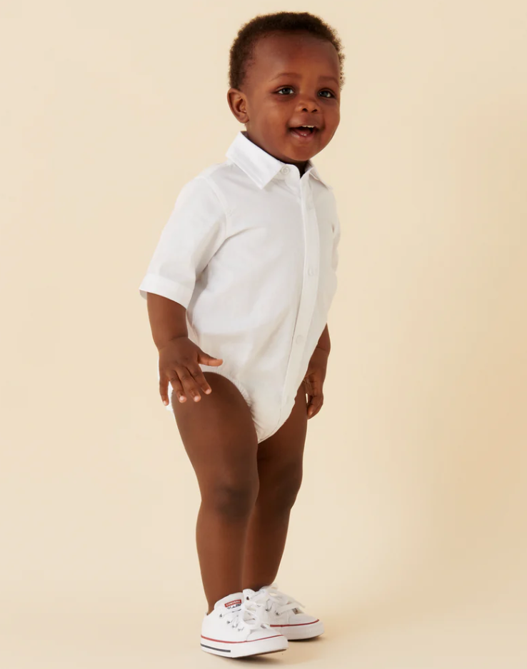 Designer Kidz Jackson Formal Romper - White