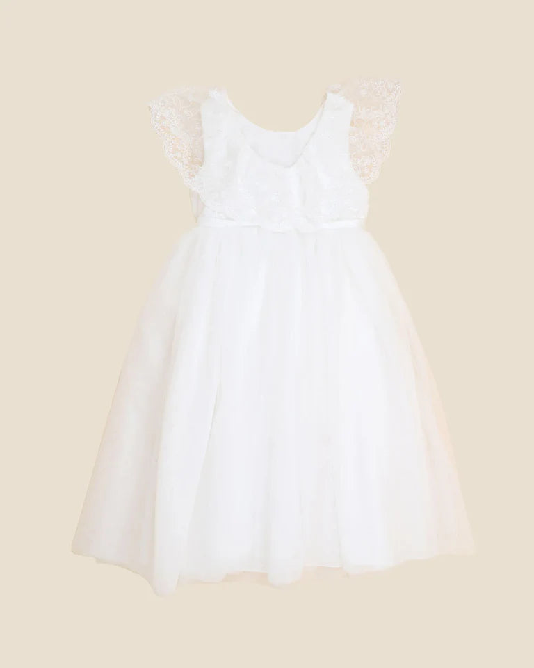 Ivory Lace/Tulle Frill Dress - Bebe