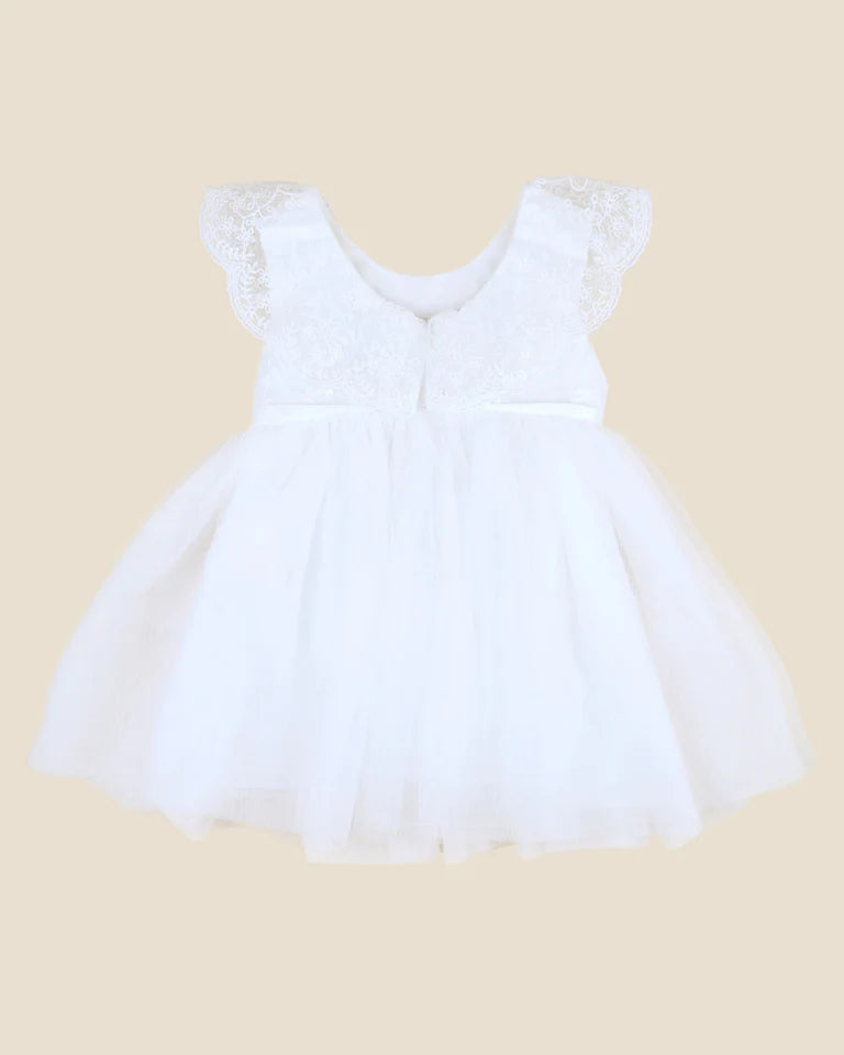 Ivory Lace/Tulle Frill Dress with Bloomers - Bebe