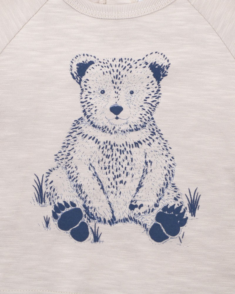 Bebe - Long Sleeve Flock Teddy Bear Print