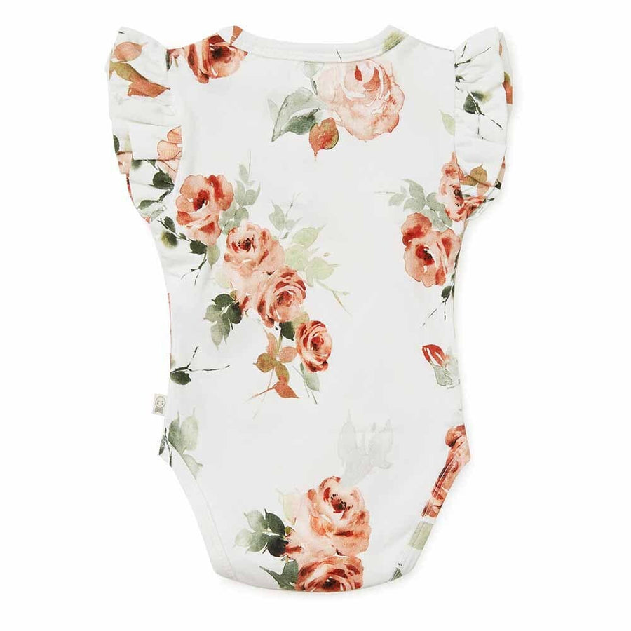 Rosebud Short Sleeve Organic Bodysuit: Size 1