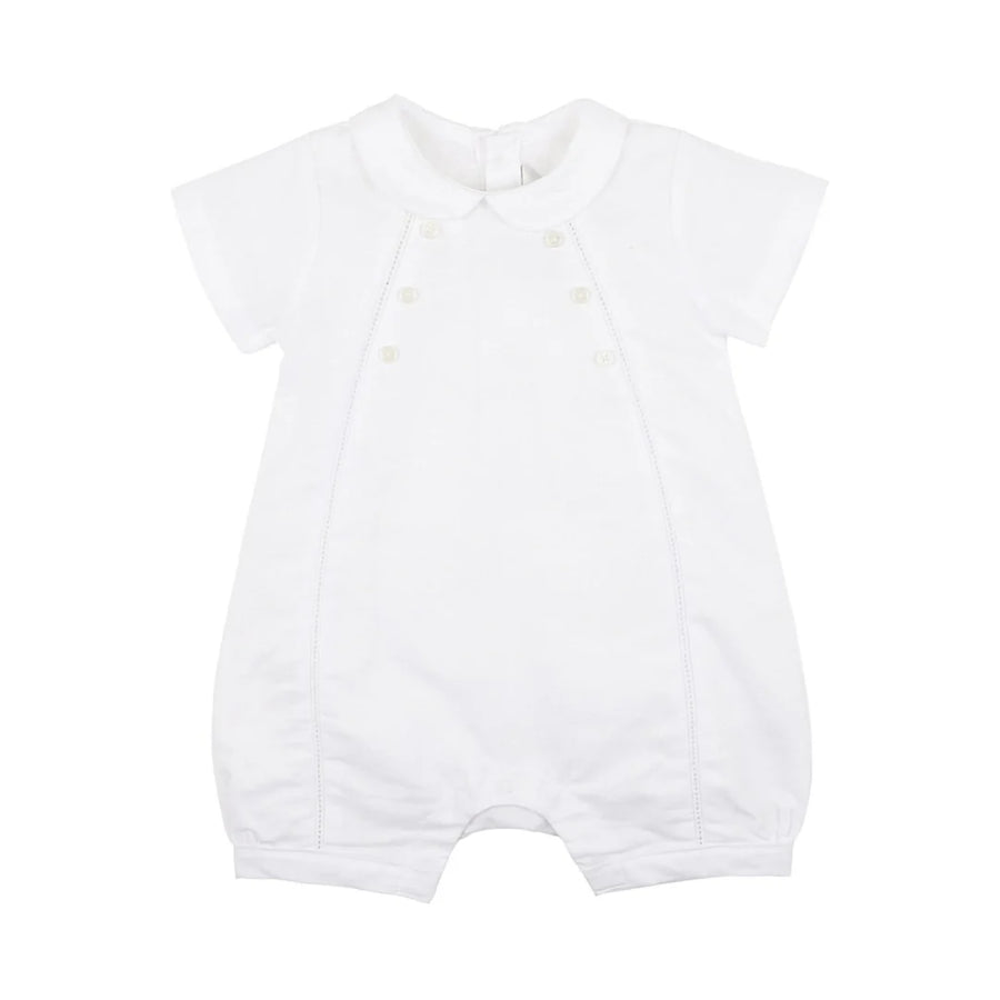 Roman Linen Blend Dressy Romper S/S - Bebe